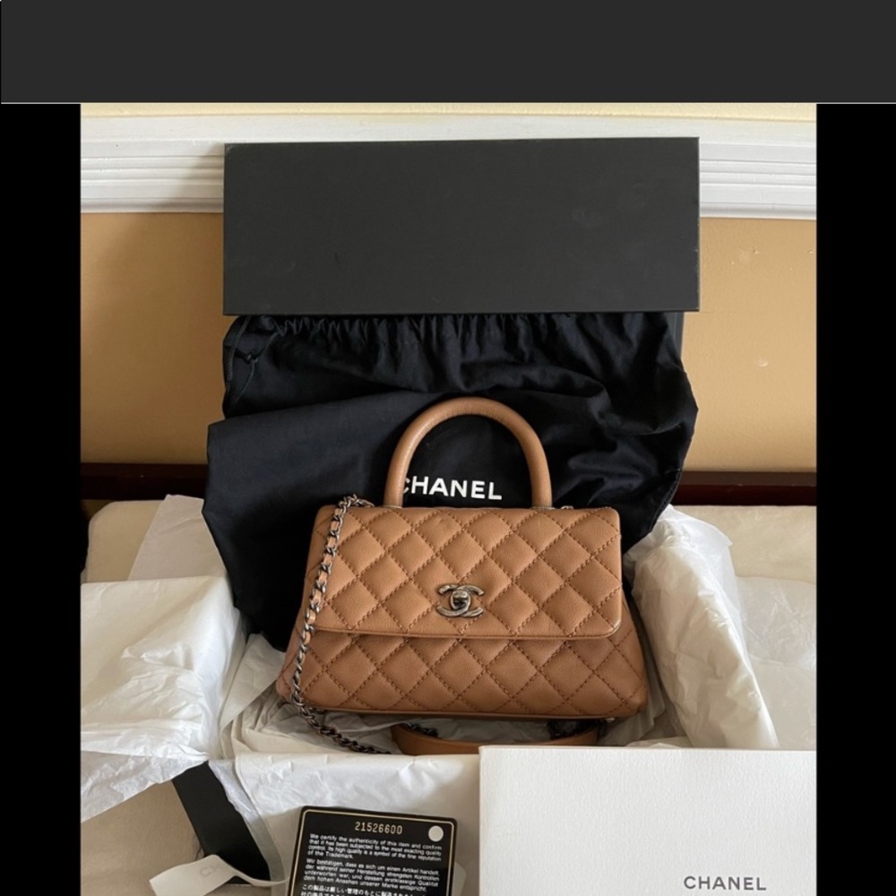 Chanel coco top Handle camel mini bag !